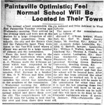 Paintsville Optimistic; Feel Normal School will be Located in their Town