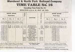 Time Table No. 16 by Morehead & North Fork Railroad Company