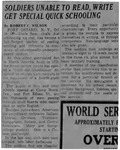 Newspaper Article – Soldiers Unable to Read, Write Get Special Quick Schooling by Robert C. Wilson