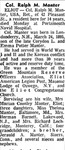 Newspaper Article – COL Ralph M. Manter Obituary by Portsmouth Herald (Portsmouth, New Hampshire)